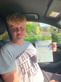 He took the test in his family car and got his well deserved result.